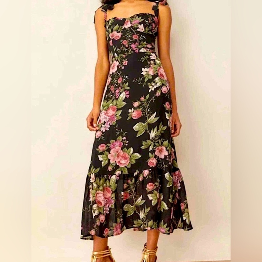 Reformation Black Floral Maxi Dress